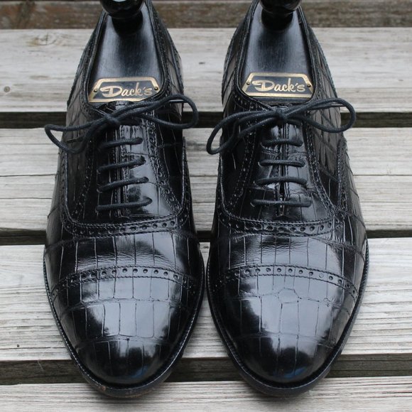 Vintage Cole Haan Black Genuine Alligator Cap Toe Oxford, Men's 7.5 M, EUC - Picture 3 of 13